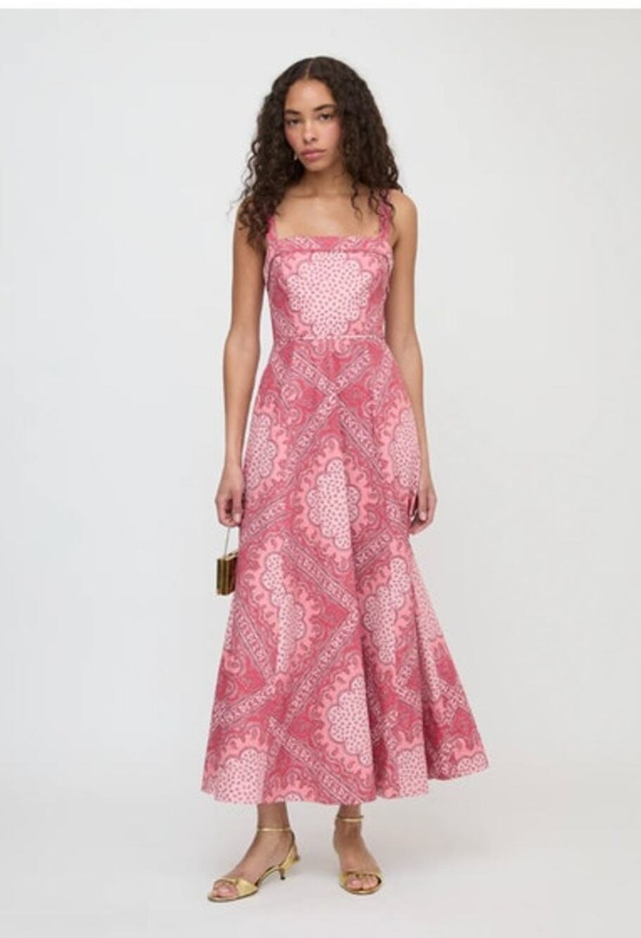 HILL HOUSE Sz M Medium Ezra Dress Berry Paisley Scarf Midi Sleeveless NWT